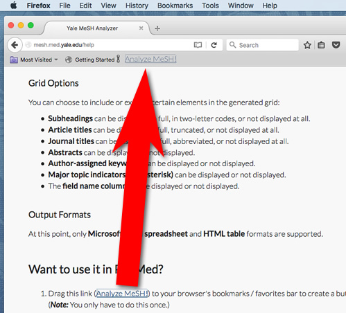 Screenshot showing how to drag the link to the bookmarks bar